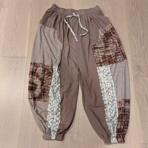 Brown Patchwork Oversized Pants